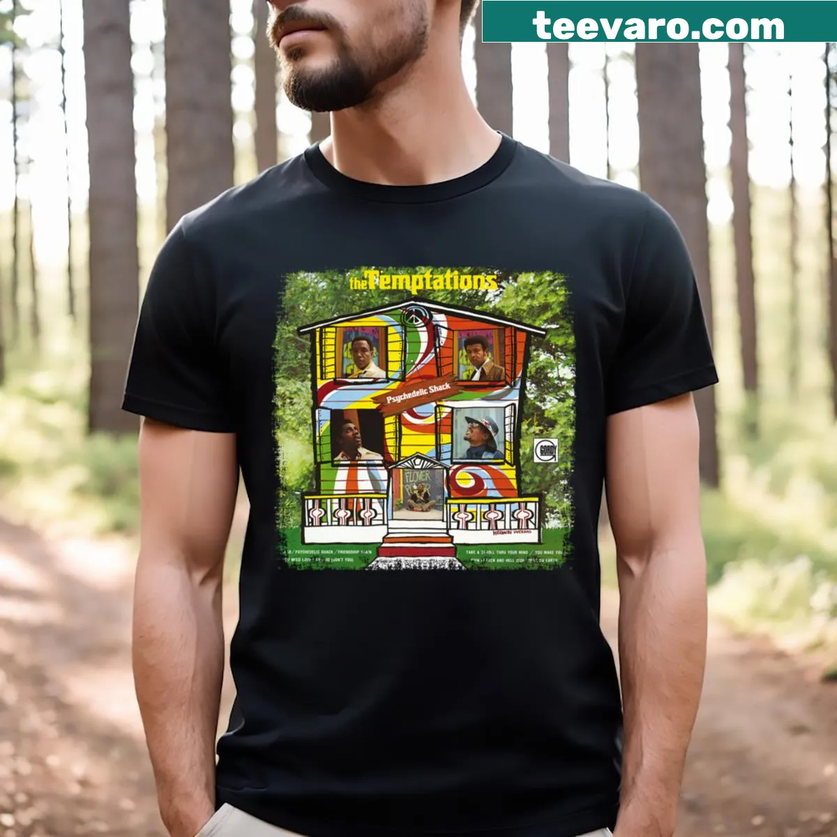 T-shirt featuring lively typography inspired by The Band Show. — on a men's t-shirt