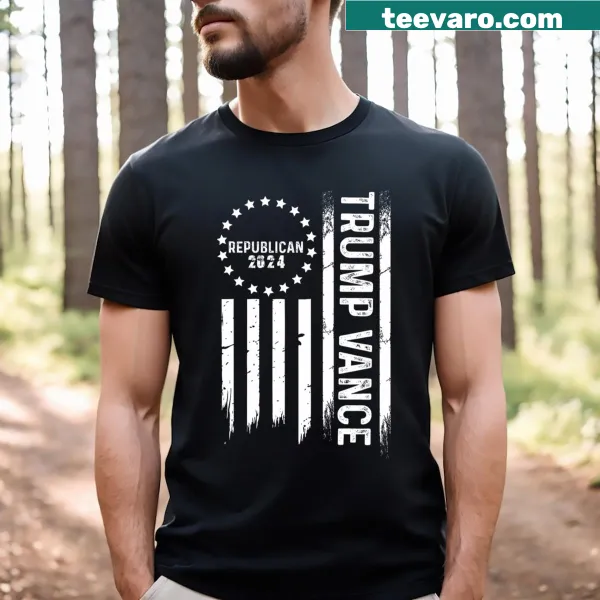 Republican-themed Trump Vance 2024 US flag T-shirt