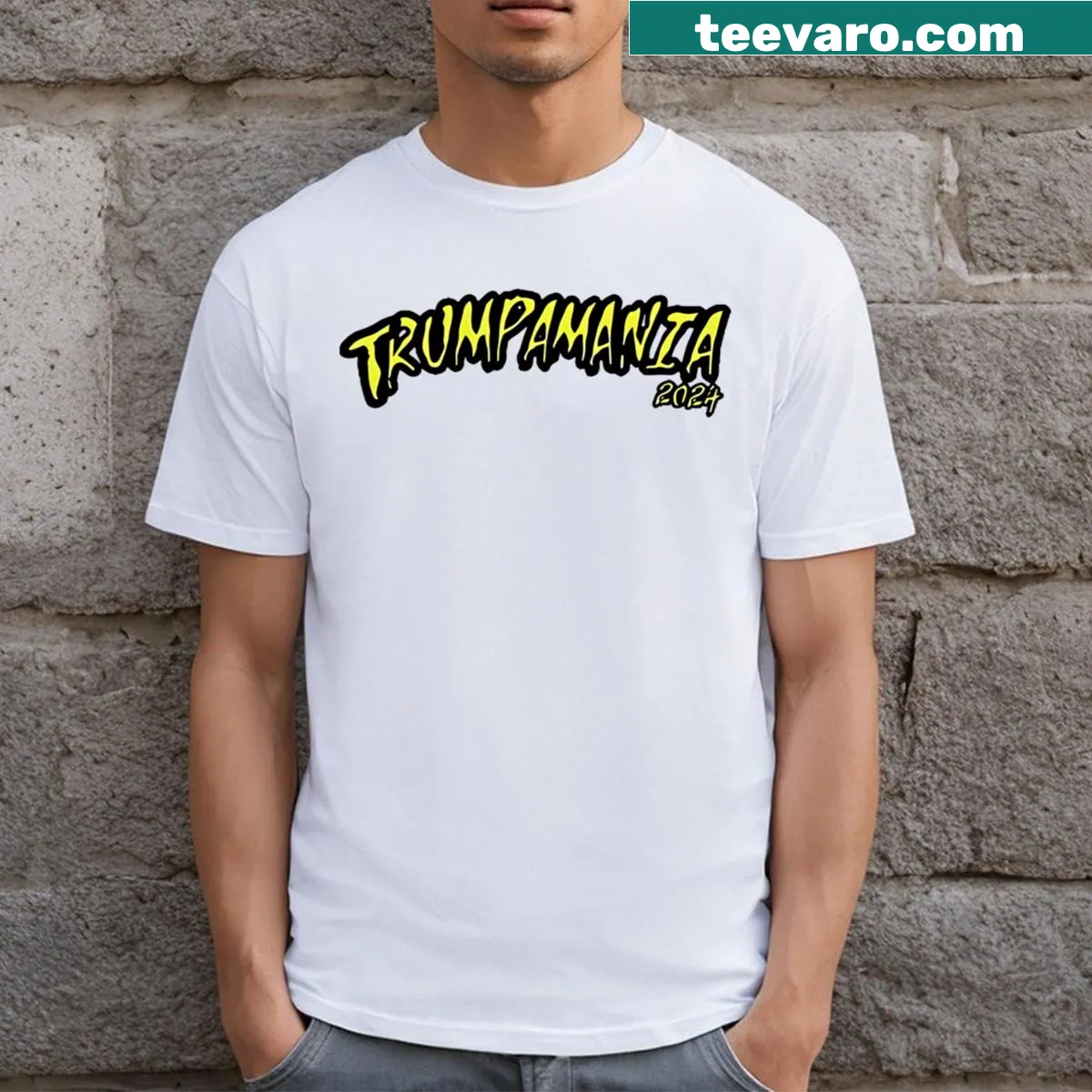 Bold Trump 2024 election t-shirt for supporters — on a men's t-shirt