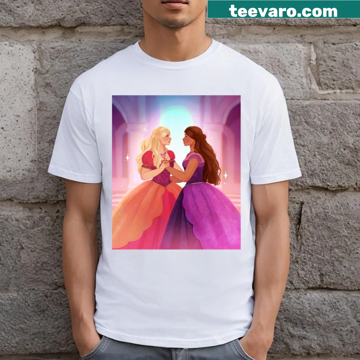 Typography design saying 'Two Voices One Song' on a T-shirt — on a men's t-shirt