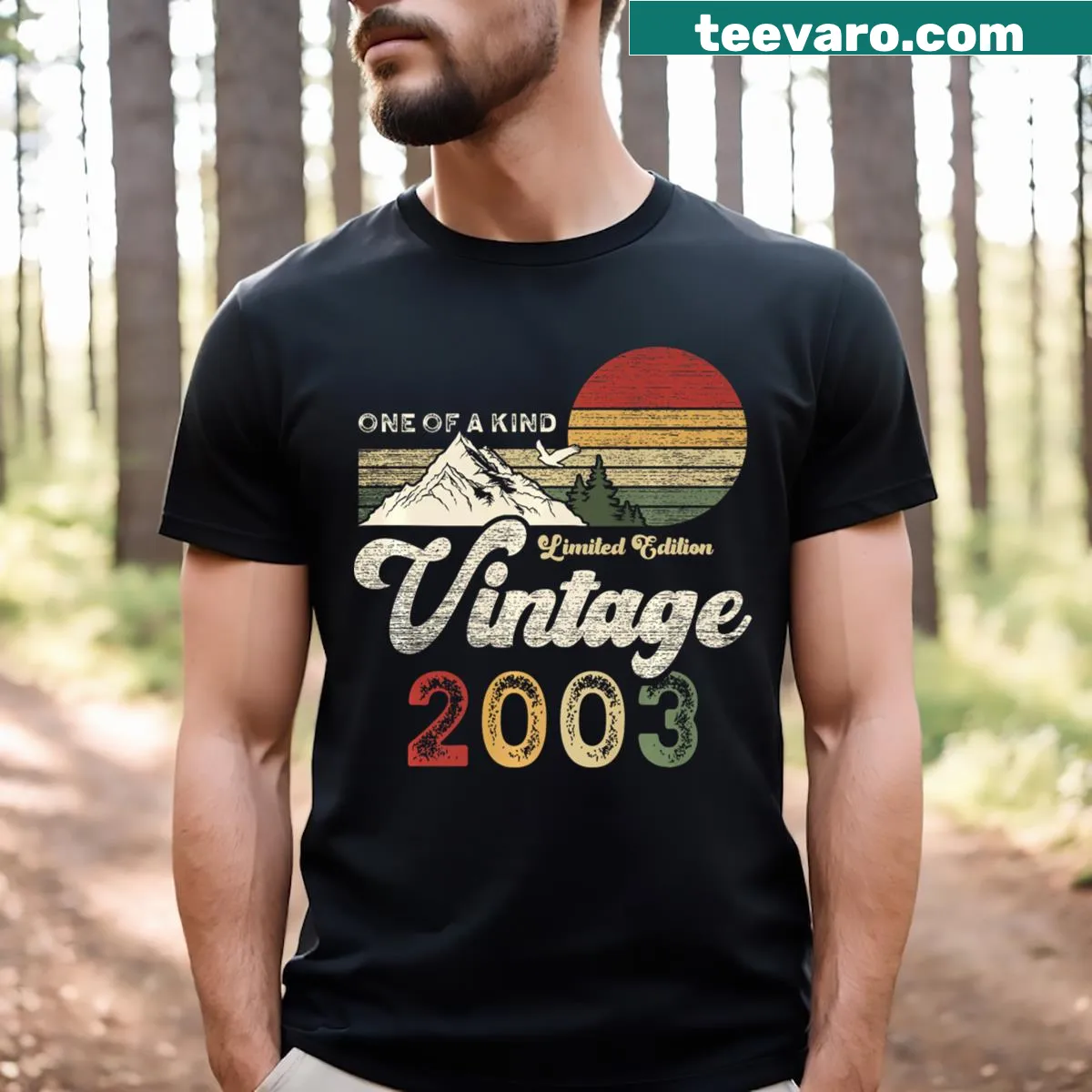 Vintage retro T-shirt celebrating 2003 and 22 years old — on a men's t-shirt