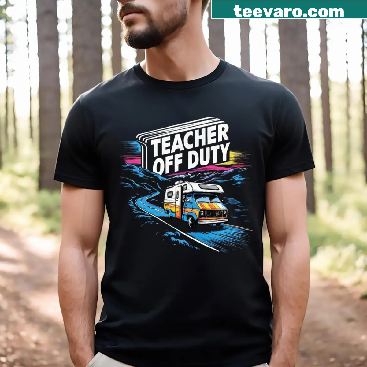 Humorous 'Teacher Off Duty' T-shirt for educators — on a men's t-shirt