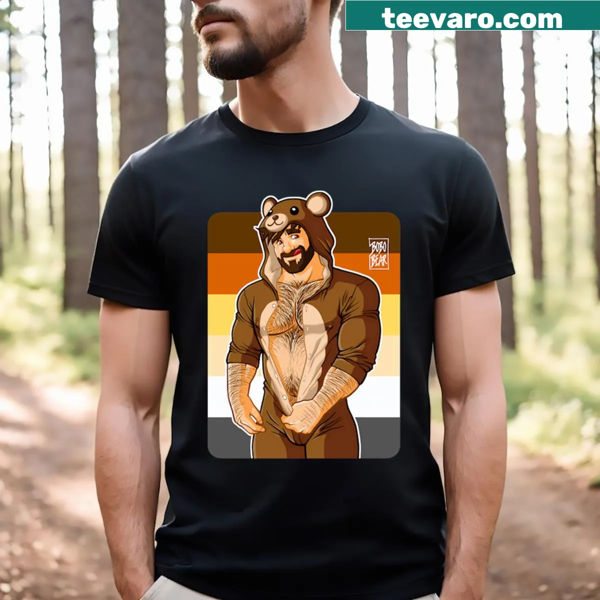 Cute T-shirt featuring teddy bears and the phrase 'Adam Likes Teddy Bears' — on a men's t-shirt
