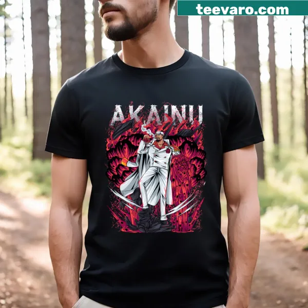 Illustration of Akainu from One Piece, action-packed design on T-shirt