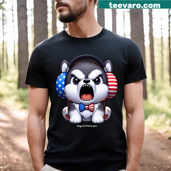 Illustration of an angry husky on a T-shirt