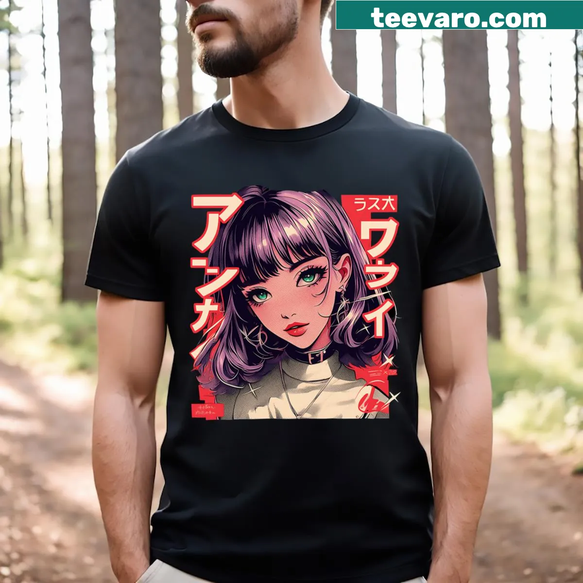 Goth demon girl graphic on T-shirt — on a men's t-shirt
