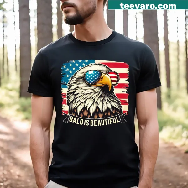 Patriotic bald eagle graphic for Fourth of July on a t-shirt