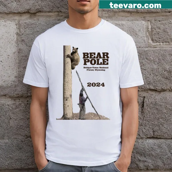 Playful cartoon bear graphic on Bear Pole 24 T-shirt
