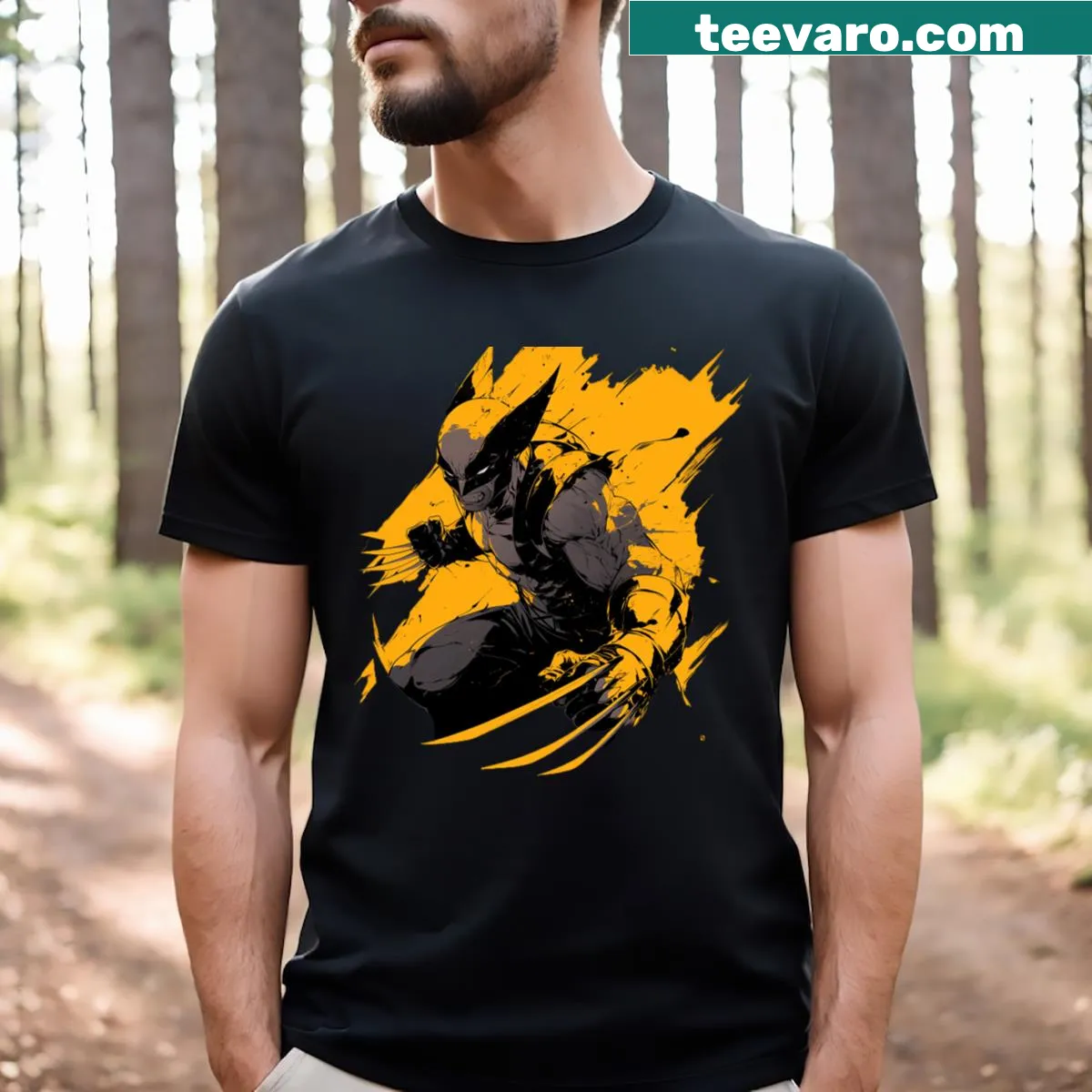 Playful illustration of a beast on a T-shirt — on a men's t-shirt