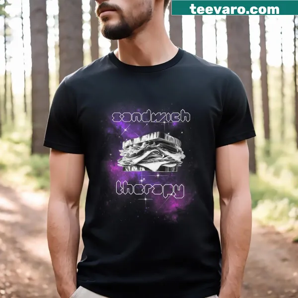 Retro design of a space food sandwich in a galaxy on a t-shirt