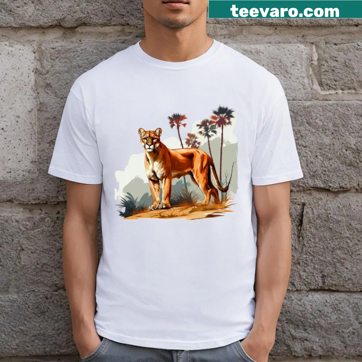 Cute cougar design on a couple's t-shirt — on a men's t-shirt