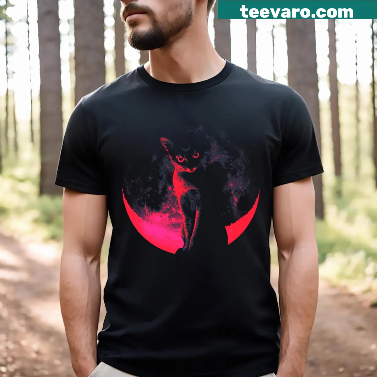 Silhouette of a dark moon against a minimalist background — on a men's t-shirt