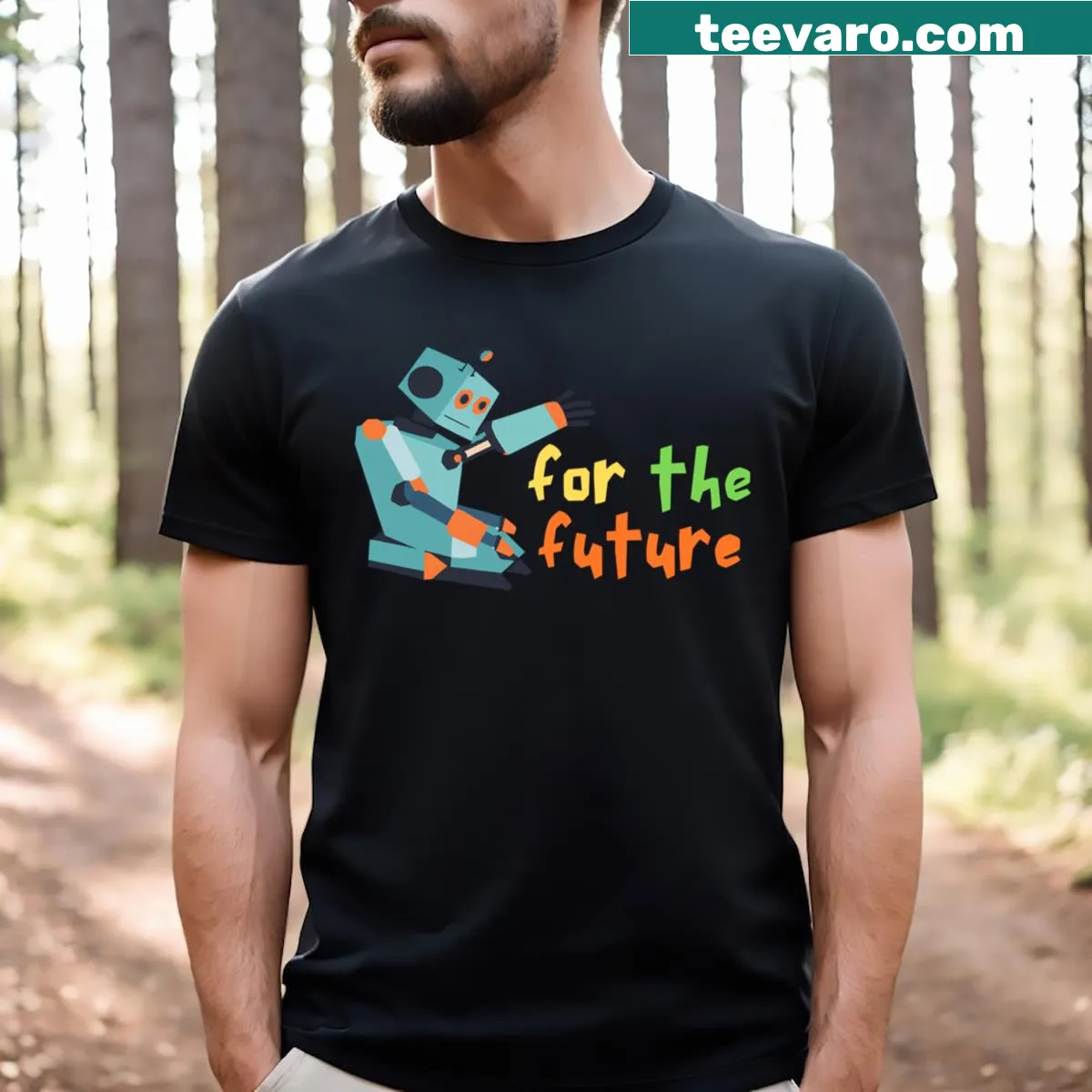 T-shirt with bold typography about development for the future — on a men's t-shirt