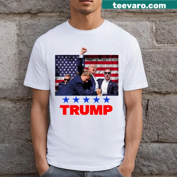 Graphic tee depicting an assassination attempt with American flag