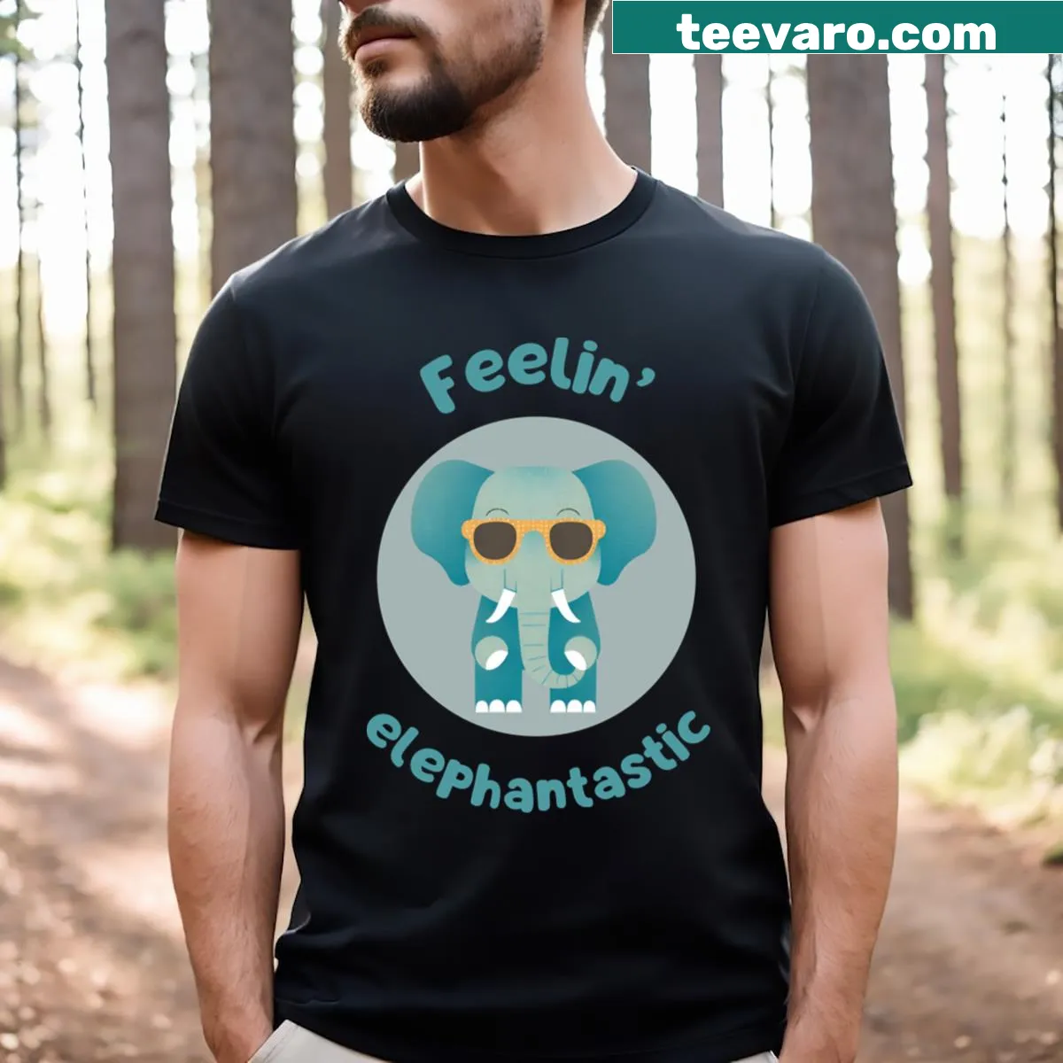 Cute elephant pun t-shirt with an illustration and playful text — on a men's t-shirt