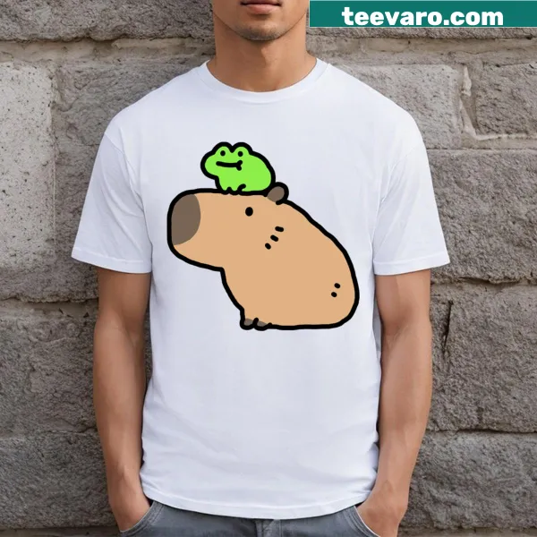 Cute graphic of a frog and capybara showcasing friendship