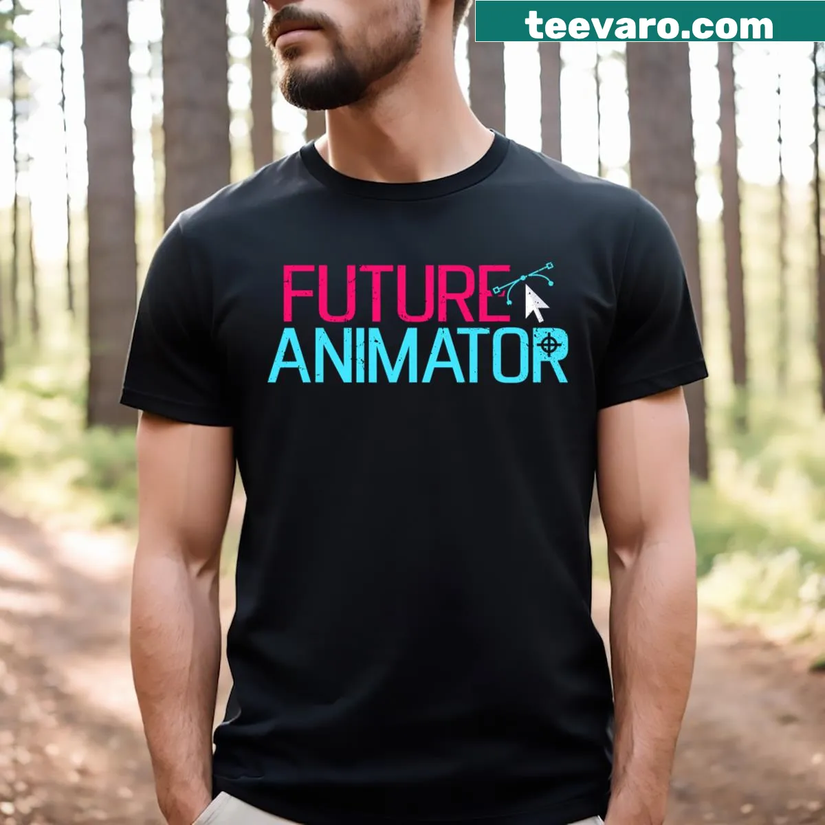 Illustrative T-shirt for aspiring animators and cartoon lovers — on a men's t-shirt