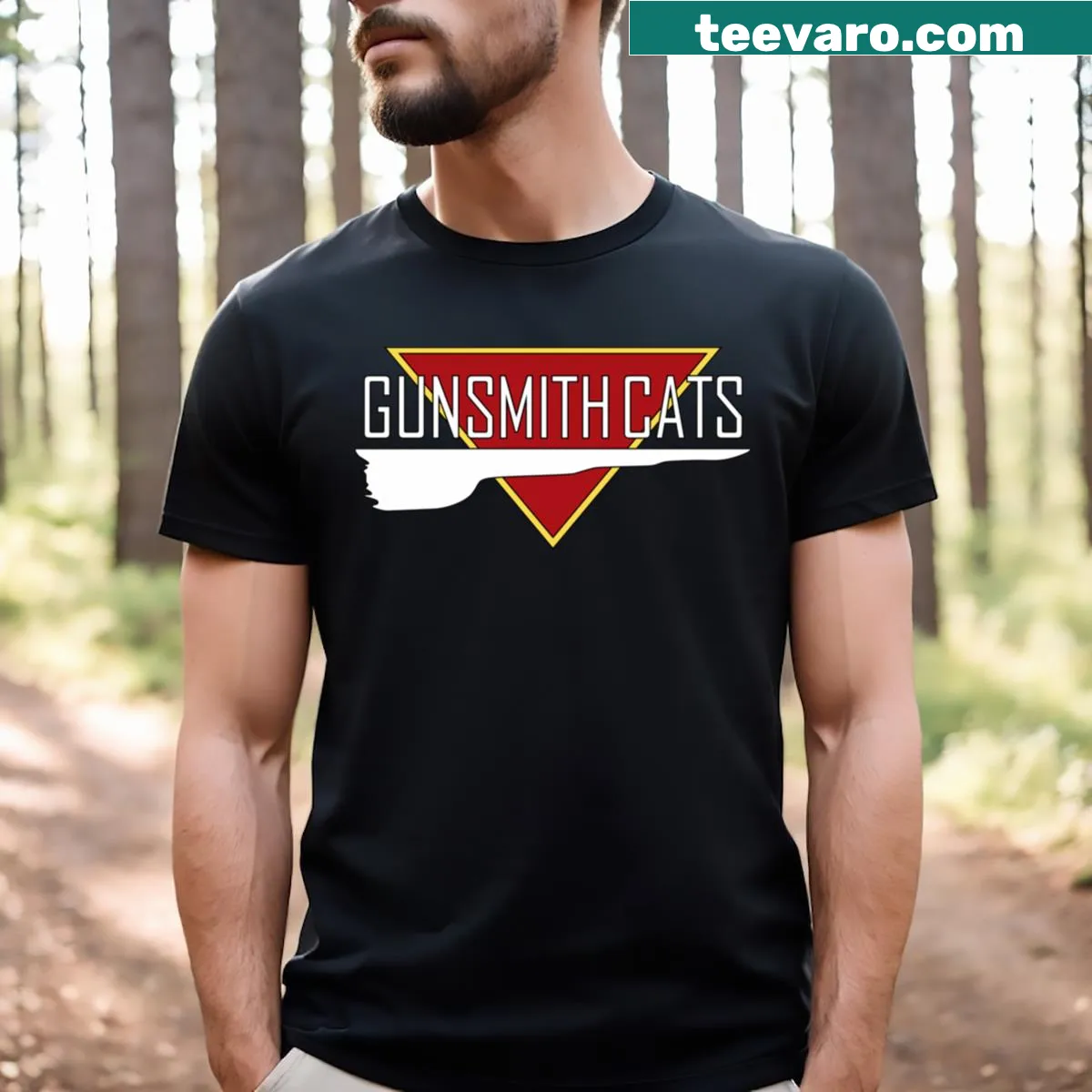 Gunsmith Cats T-shirt featuring cartoon-style artwork of popular characters — on a men's t-shirt