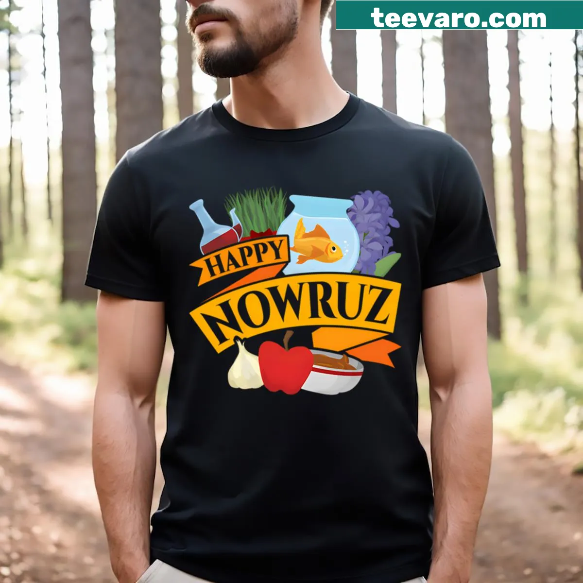 Haftseen table illustration celebrating Nowruz on t-shirt — on a men's t-shirt