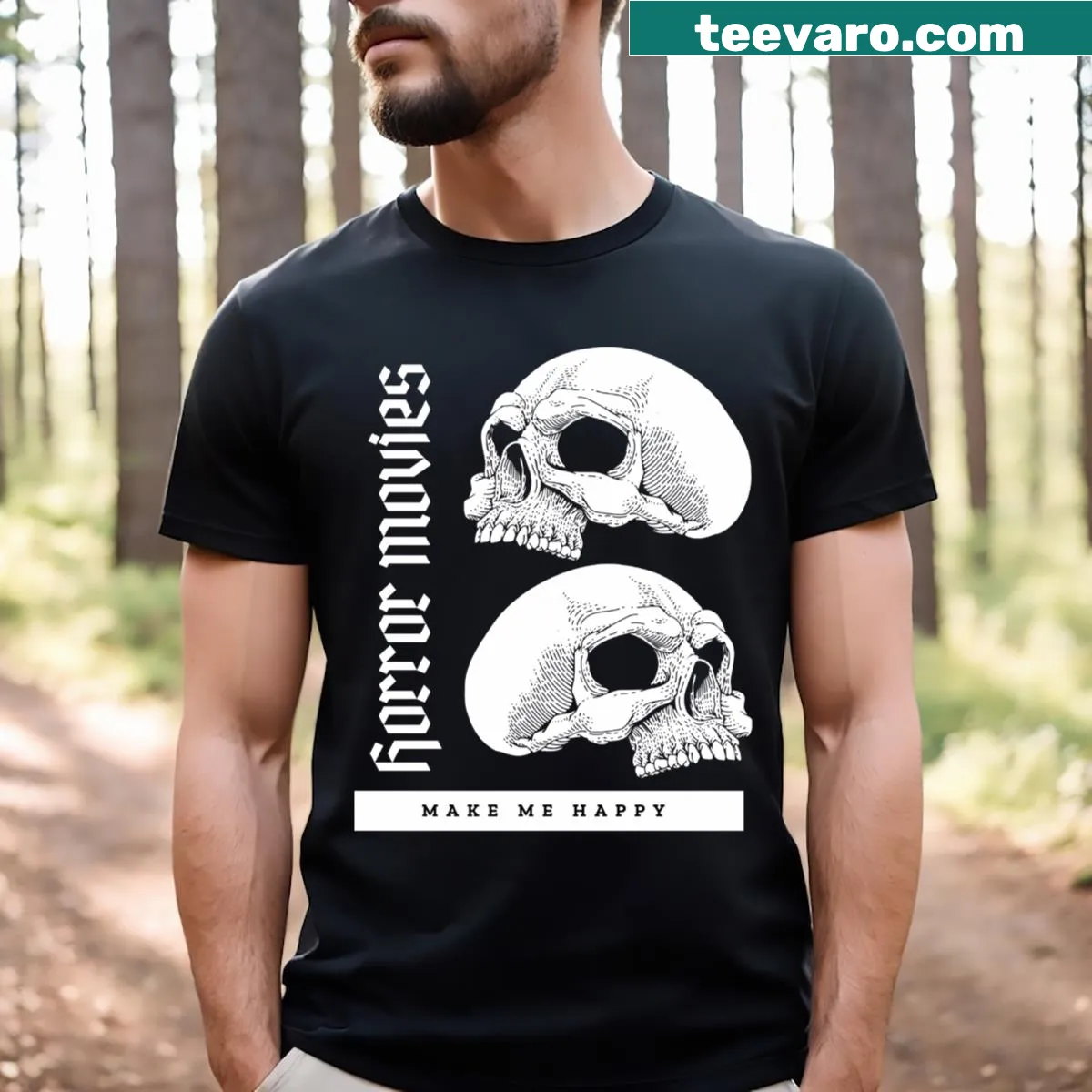 Graphic T-shirt for horror movie enthusiasts — on a men's t-shirt