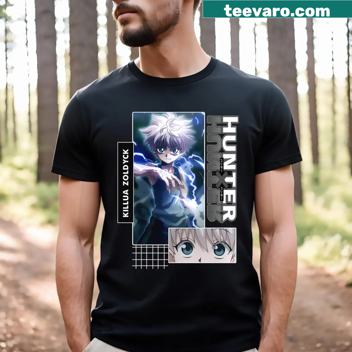 Hunterxhunters themed anime T-shirt for fans of the series — on a men's t-shirt