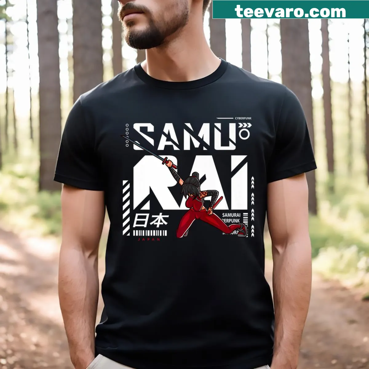 Graphic T-shirt highlighting Japan's culture and anime — on a men's t-shirt