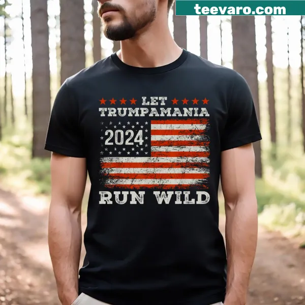 Retro Trump 2024 t-shirt with American flag and bold slogan