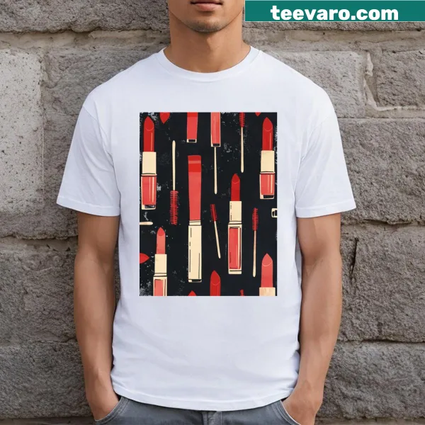 T-shirt with lipstick and makeup pattern design