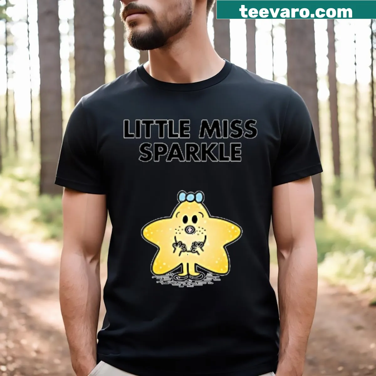 T-shirt with Little Miss Sparkle text for kids — on a men's t-shirt