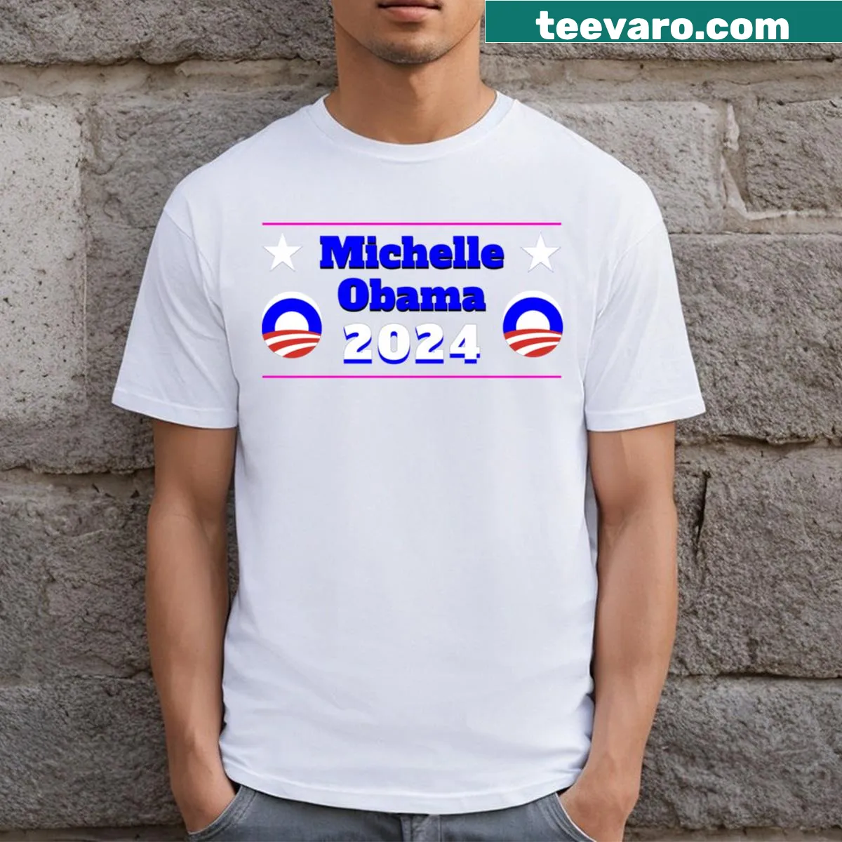 Inspirational text honoring Michelle Obama — on a men's t-shirt