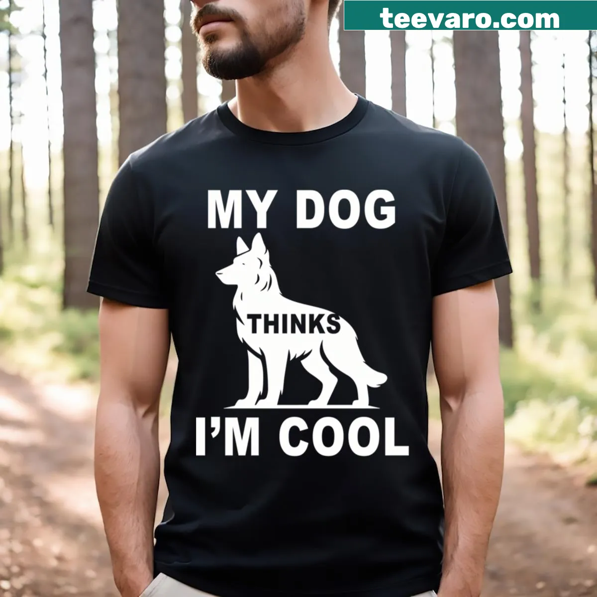 Illustration of German Shepherd with humorous text for dog lovers — on a men's t-shirt