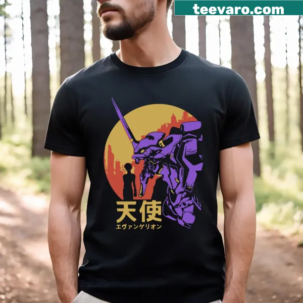 Retro-style Neon Genesis Evangelion t-shirt for anime fans