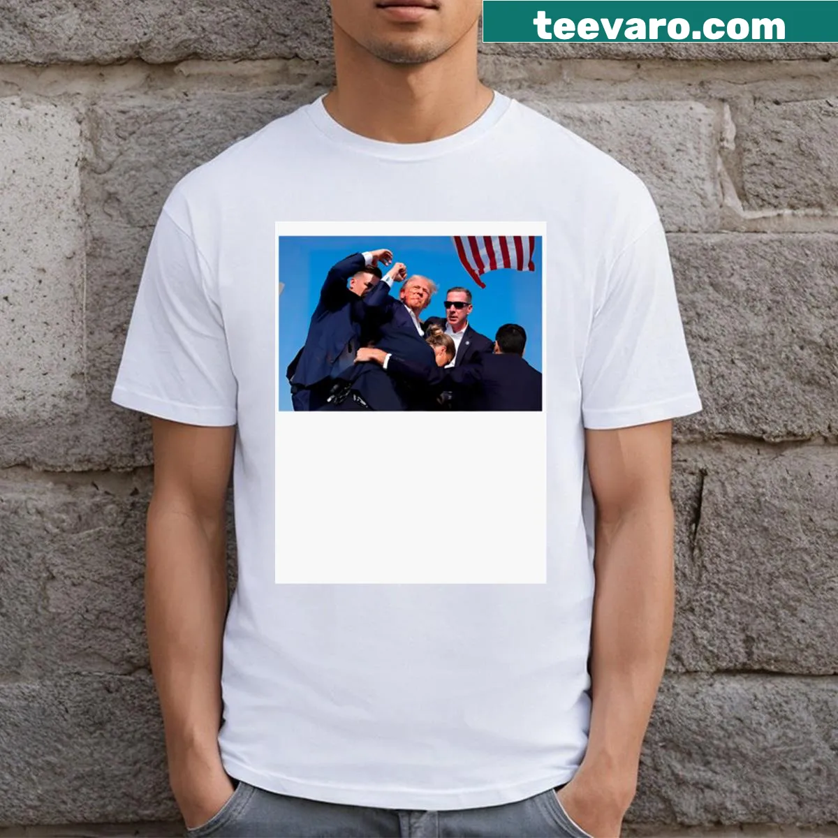 Garment dyed t-shirt with 'Nice Try Trump 2024' printed on it — on a men's t-shirt