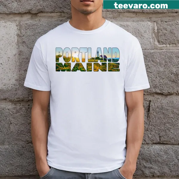 Illustrated Portland Maine lighthouse t-shirt