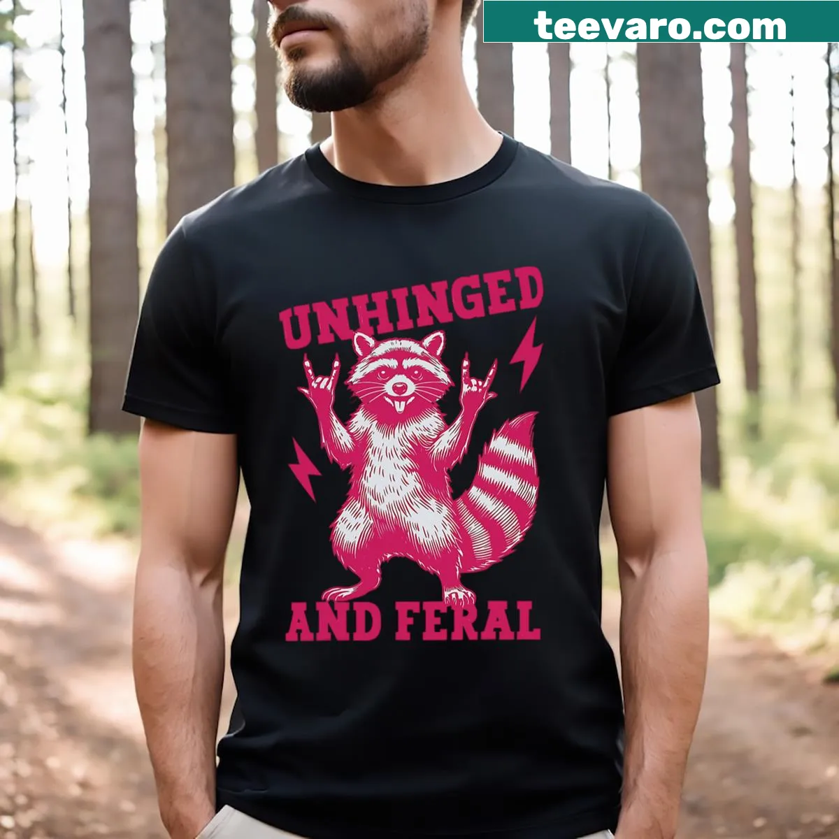 Retro graphic T-shirt featuring a funny raccoon design — on a men's t-shirt