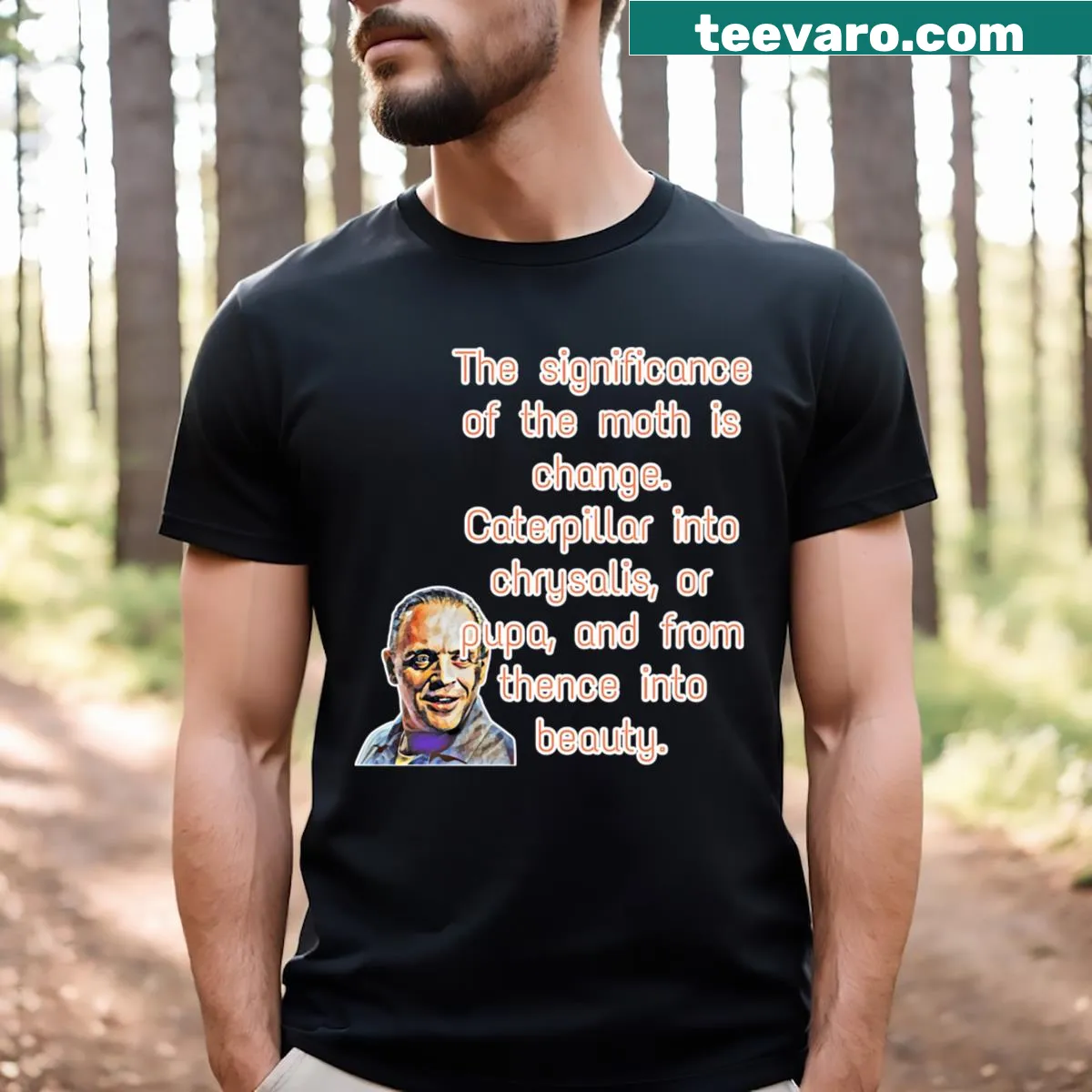 Graphic design inspired by Silence of the Lambs movie on t-shirt — on a men's t-shirt