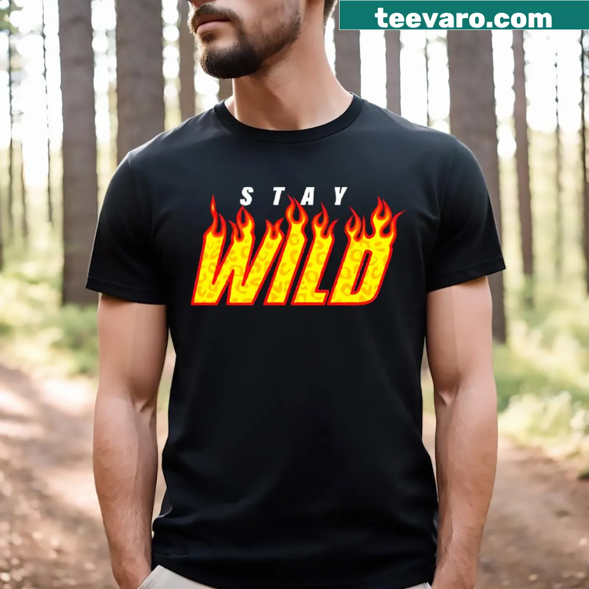 Ben Azelart-inspired Fire t-shirt with bold text — on a men's t-shirt