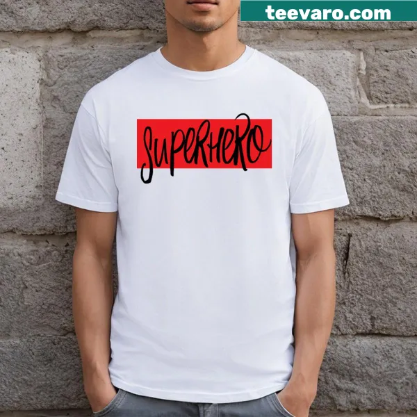 Cartoon superhero design on playful Superhero t-shirt