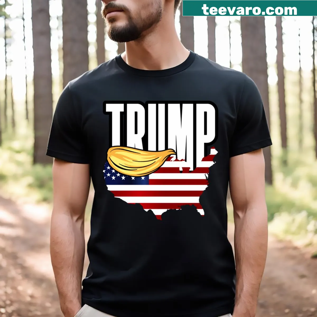 Support Donald Trump 2024 t-shirt featuring bold text for the presidential campaign — on a men's t-shirt