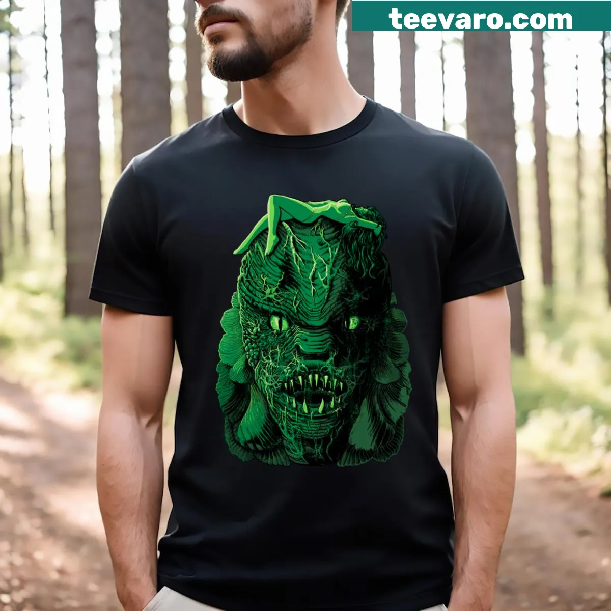 Illustrated fantastical creature graphic on a whimsical t-shirt — on a men's t-shirt