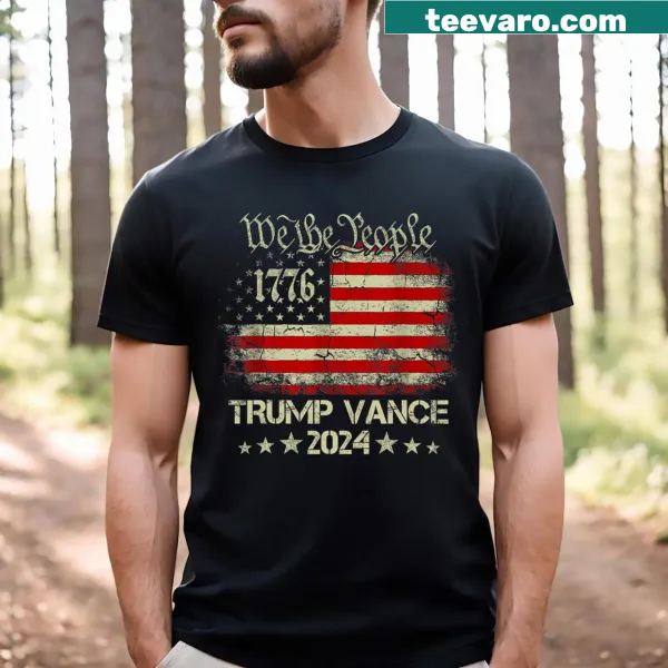 Trump Vance 2024 US flag election T-shirt with bold graphic