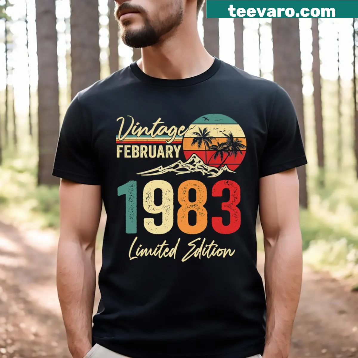 Vintage distressed t-shirt featuring the year 1983 in retro typography — on a men's t-shirt