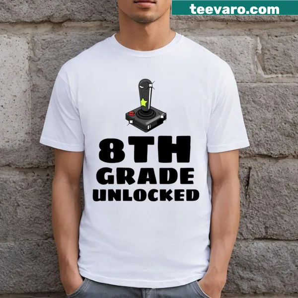 T-shirt celebrating the achievement of 8th grade with playful typography