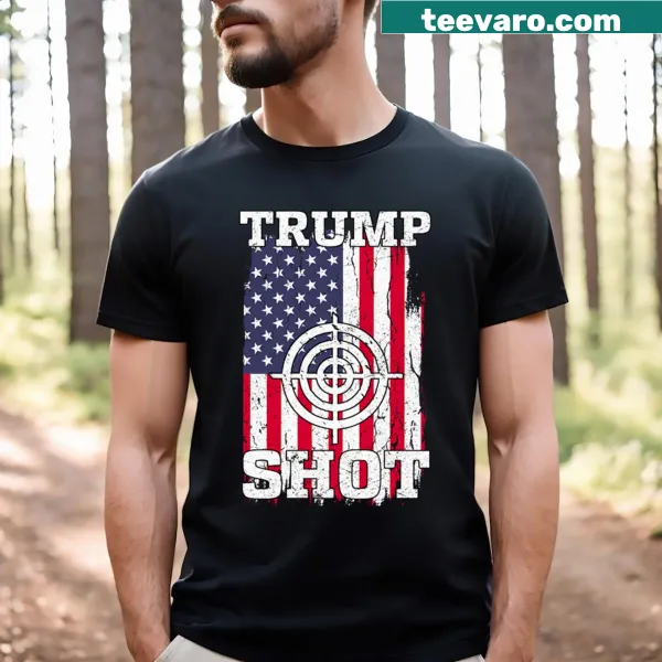 Graphic t-shirt with American flag and Trump 2024 design