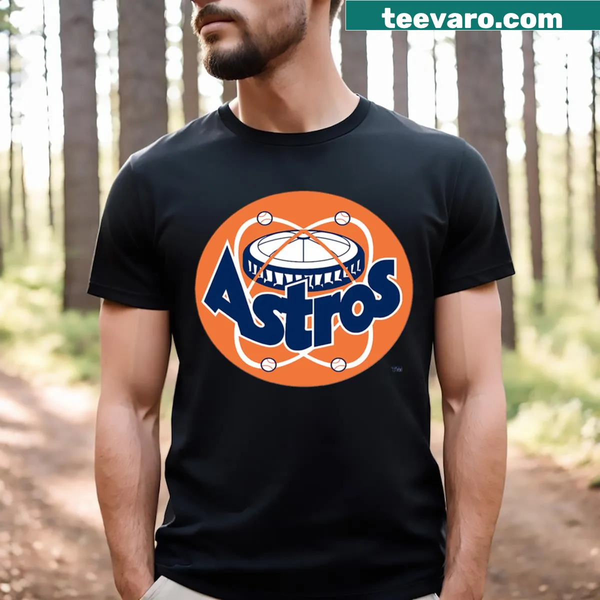 Houston Astros typographic T-shirt for baseball fans. — on a men's t-shirt