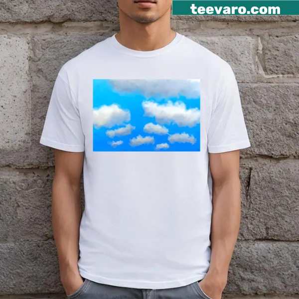 Whimsical blue skies graphic T-shirt