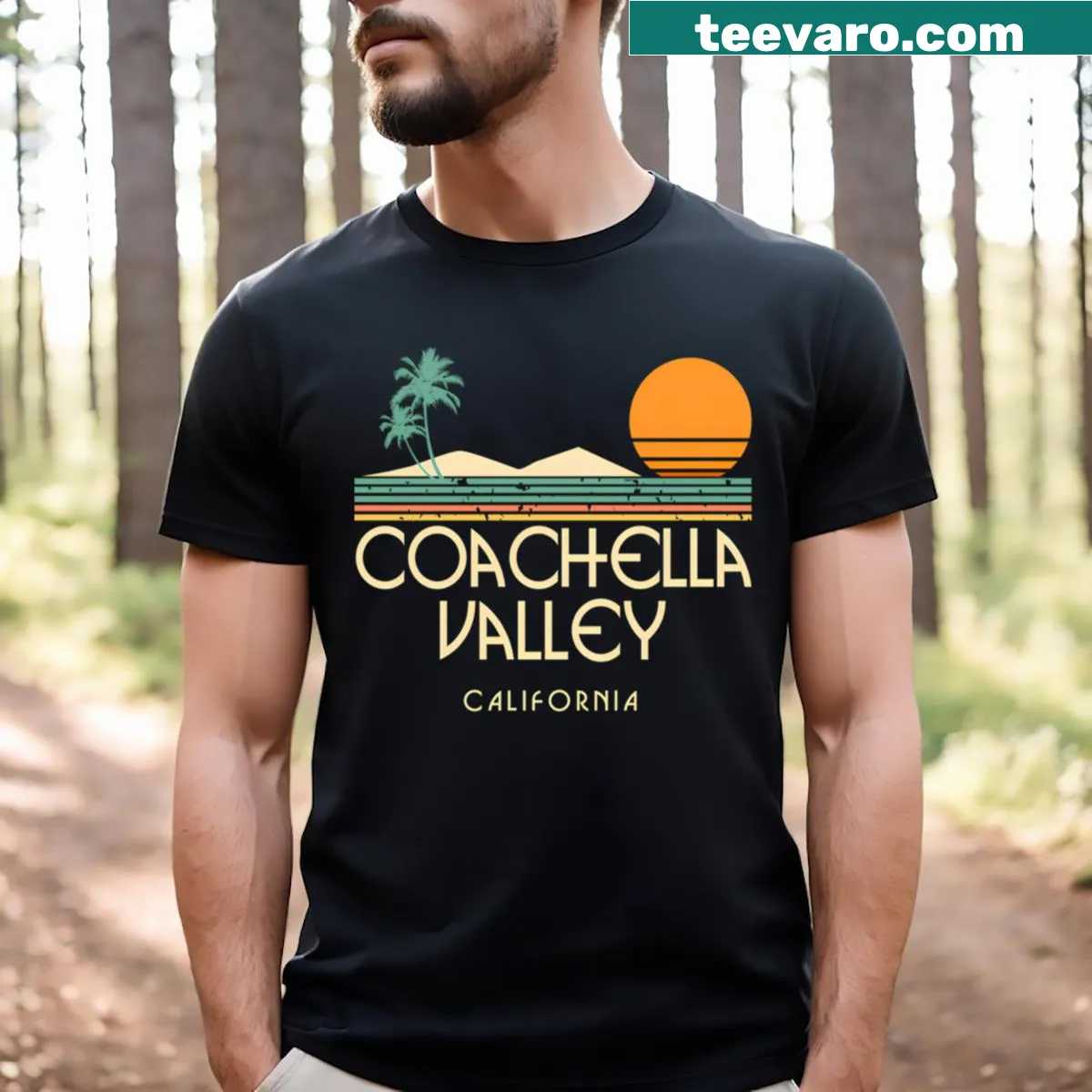 Illustrative Coachella Valley California T-shirt — on a men's t-shirt
