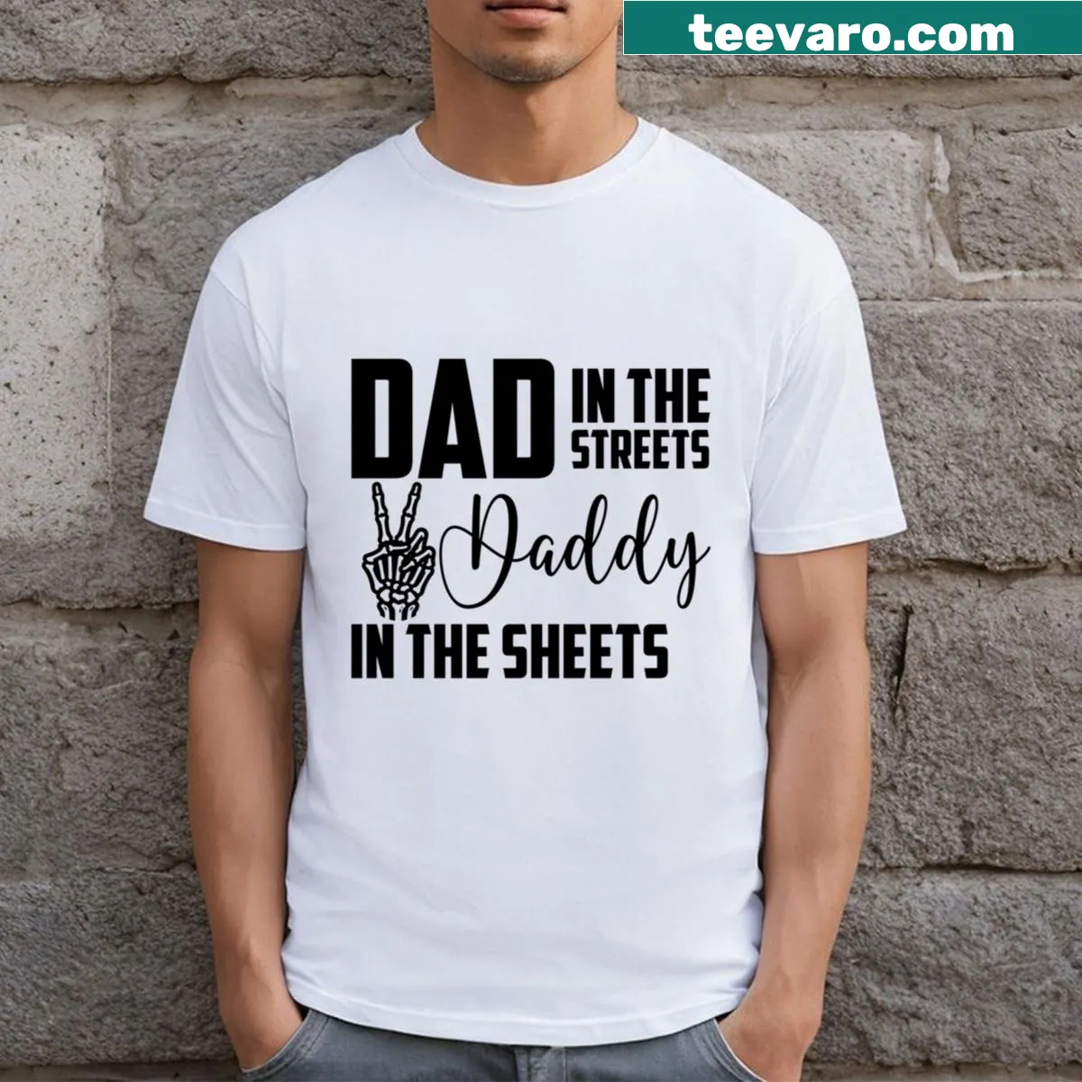 Humorous dad-themed phrase on a T-shirt — on a men's t-shirt