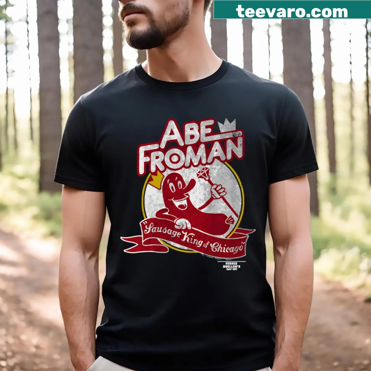 Cartoon T-shirt featuring Abe Fro inspired by classic movies — on a men's t-shirt