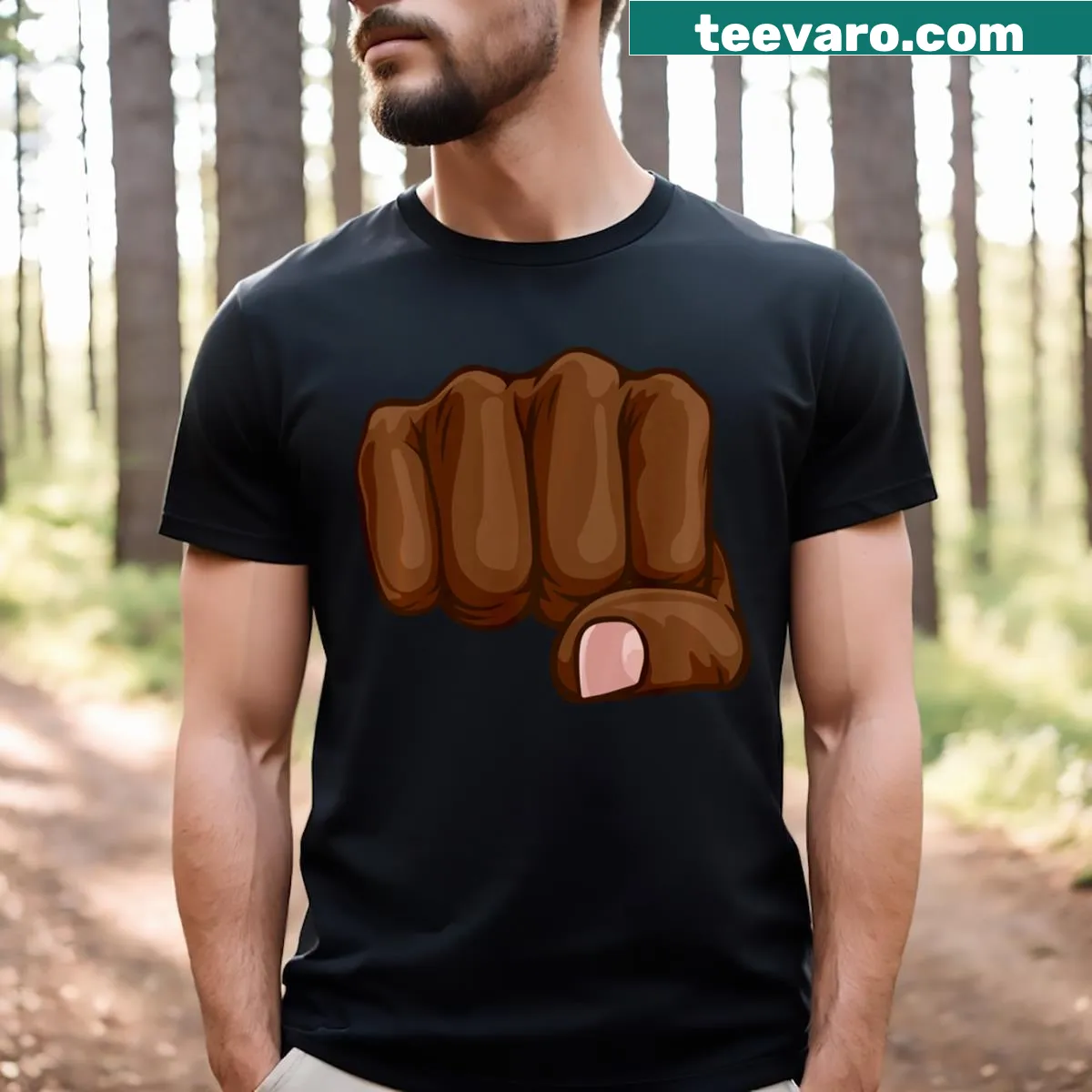 Comic book fist bump cartoon design on a T-shirt — on a men's t-shirt